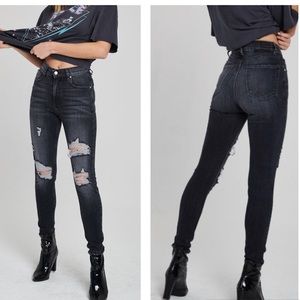 Revice Denim Uptown Nirvana Ripped High Rise Ripped Skinny Jeans Sz 31